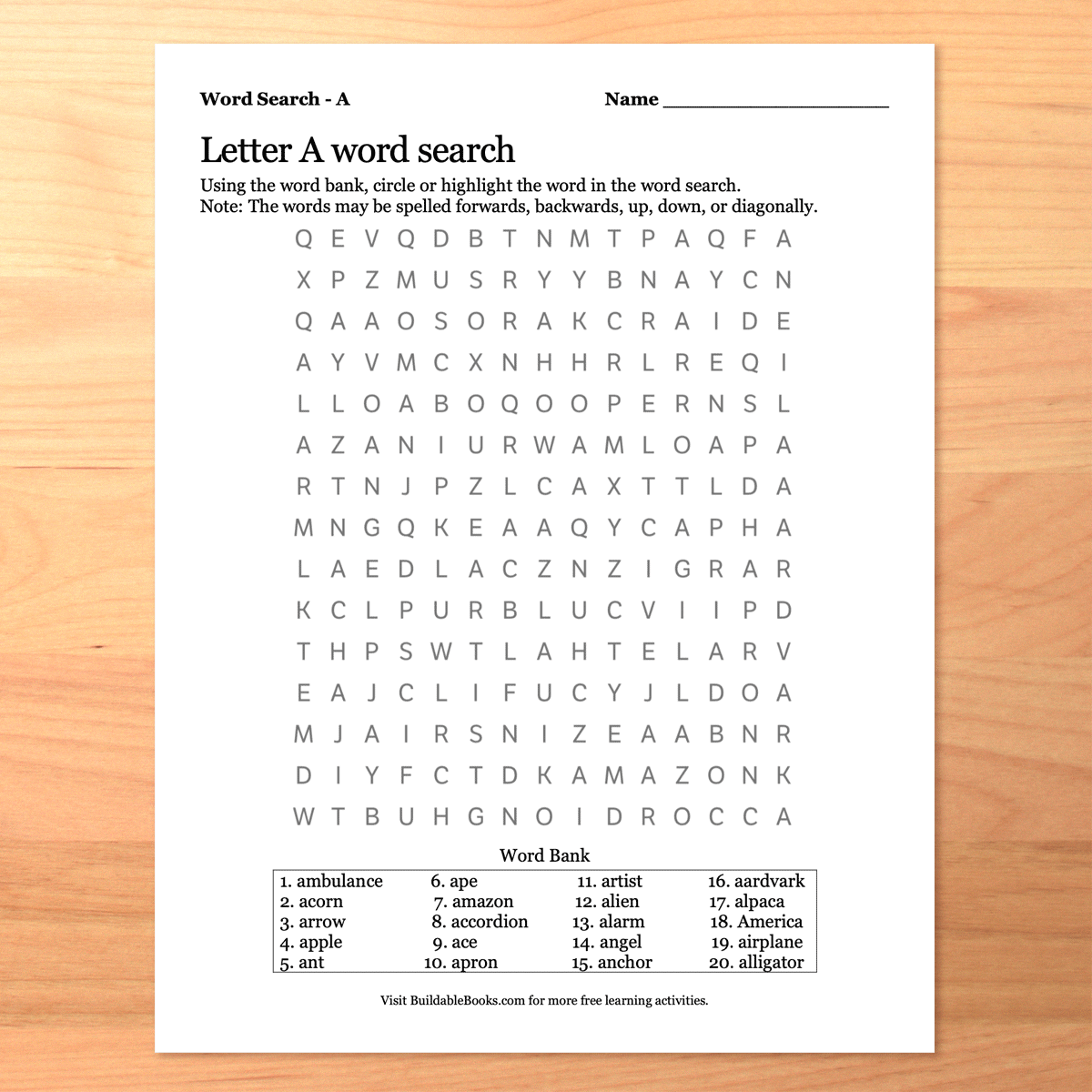 Printable Alliterative Alphabet Word Search - Set of 26 Puzzles