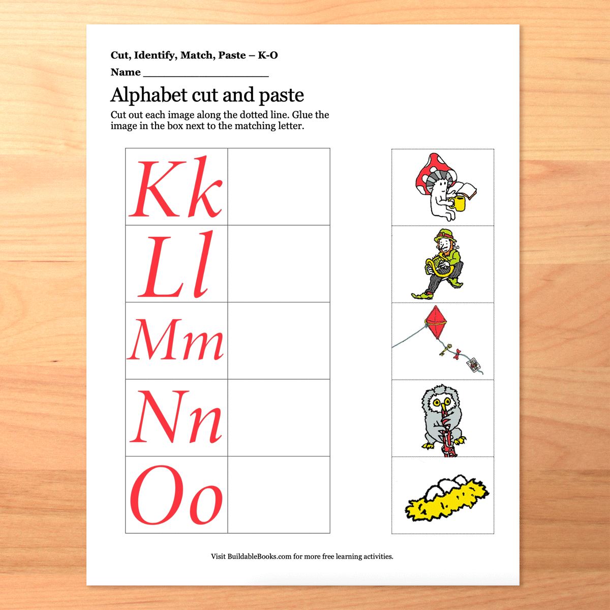 Cut, Match, & Paste ABC Pictures Activity – Printable Letter Recognition Practice