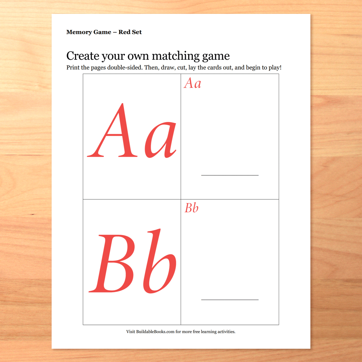 Printable DIY Matching Memory Game