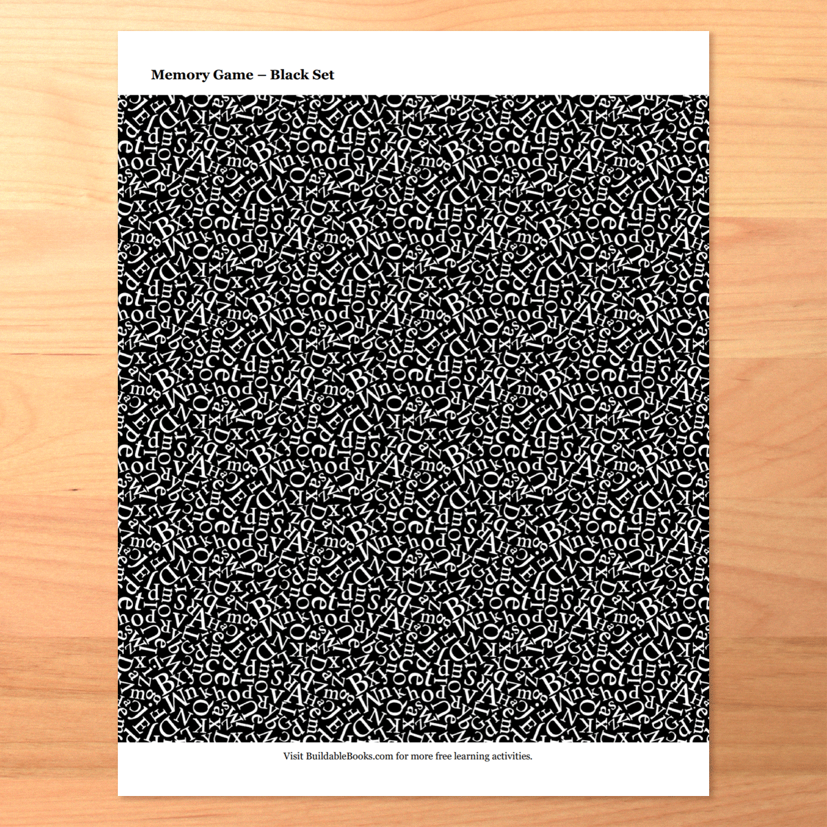 Printable Image Matching Memory Game