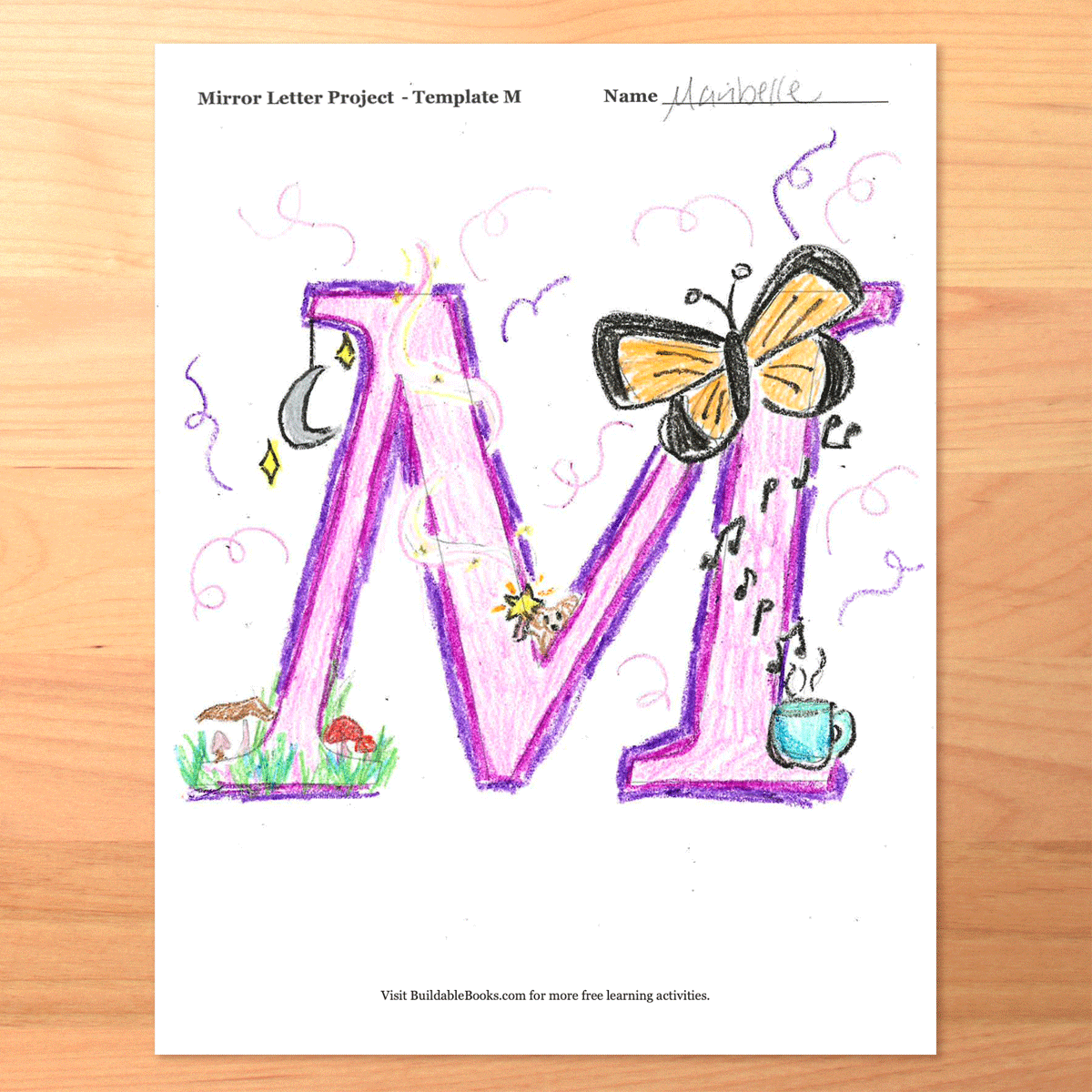 Mirror Letter Project – Printable A–Z Self-Portrait Art Activity