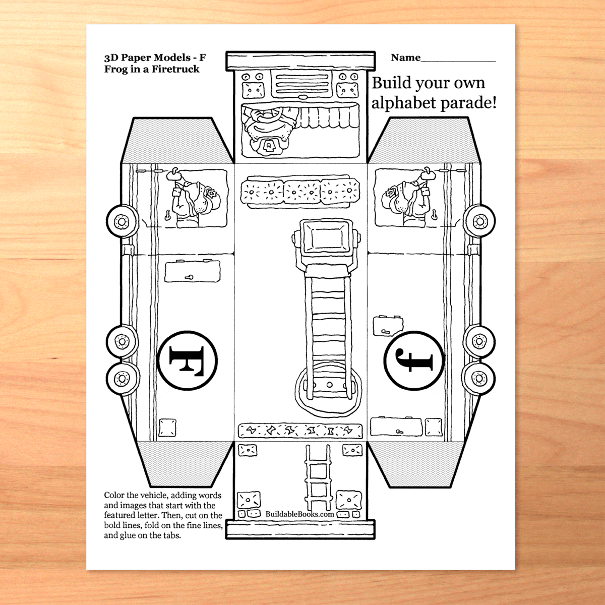 F is a Firetruck - 3D Papercraft Model