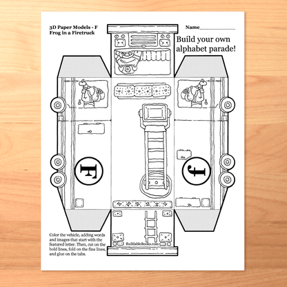F is a Firetruck - 3D Papercraft Model