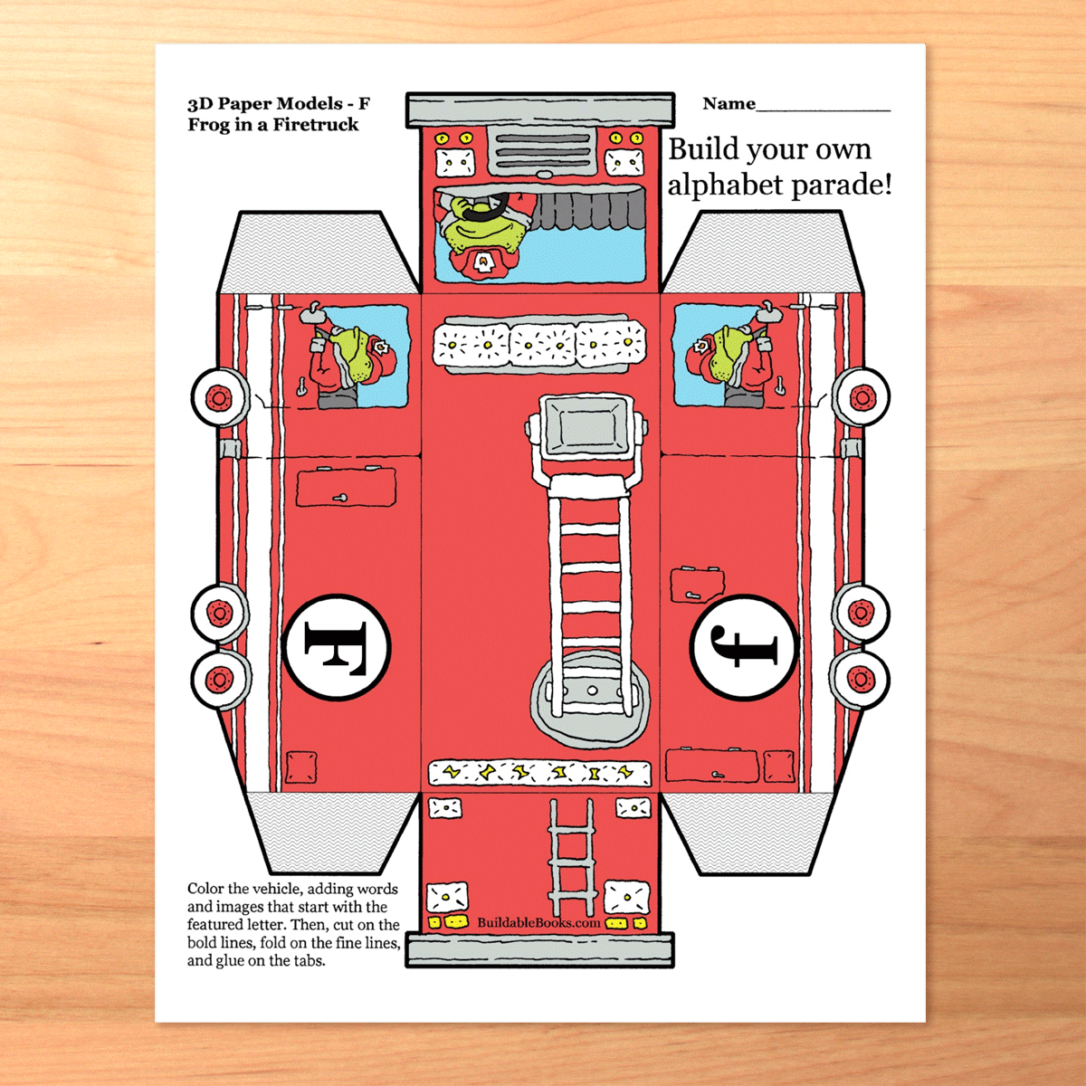 F is a Firetruck - 3D Papercraft Model