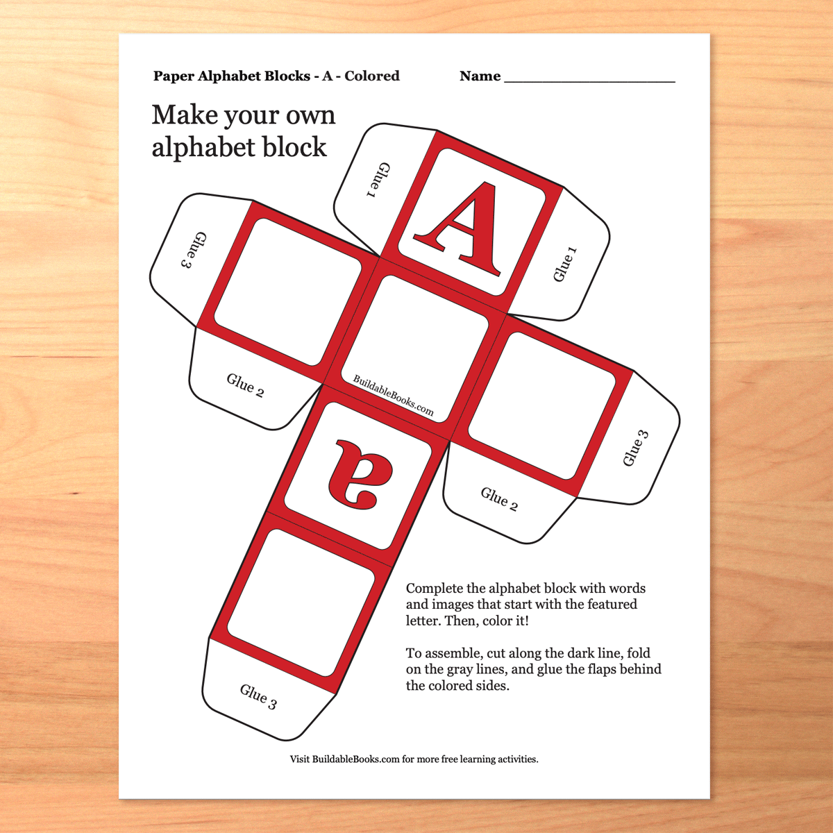 3D Paper Alphabet Blocks – Printable Build-Your-Own A–Z Cubes