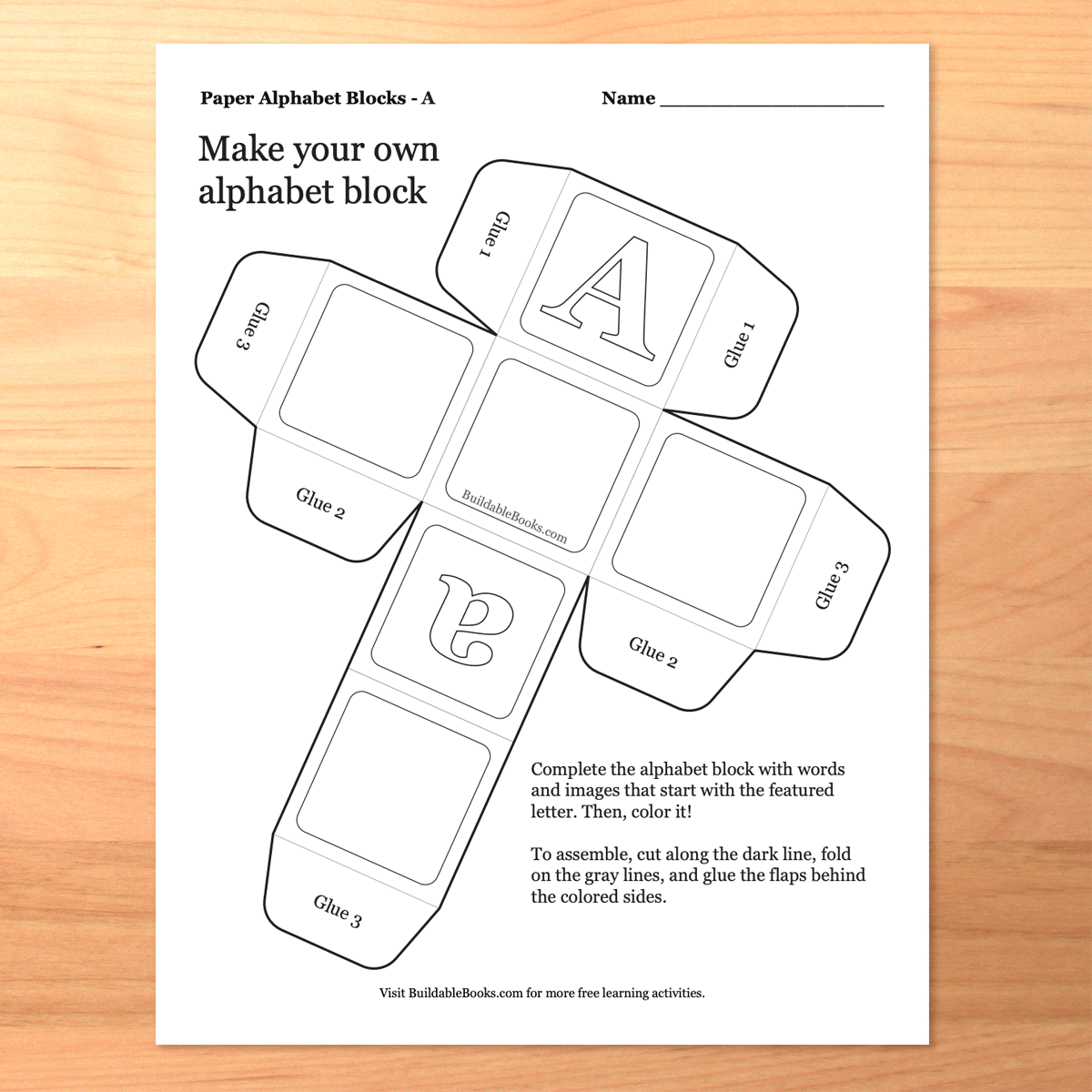 3D Paper Alphabet Blocks – Printable Build-Your-Own A–Z Cubes