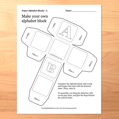 3D Paper Alphabet Blocks – Printable Build-Your-Own A–Z Cubes