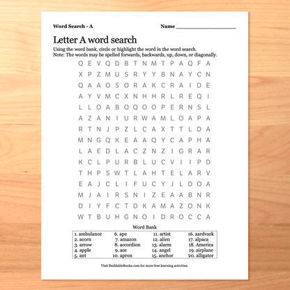 Printable Alliterative Alphabet Word Search - Set of 26 Puzzles