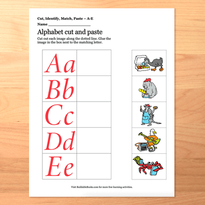 Cut, Match, & Paste ABC Pictures Activity – Printable Letter Recognition Practice