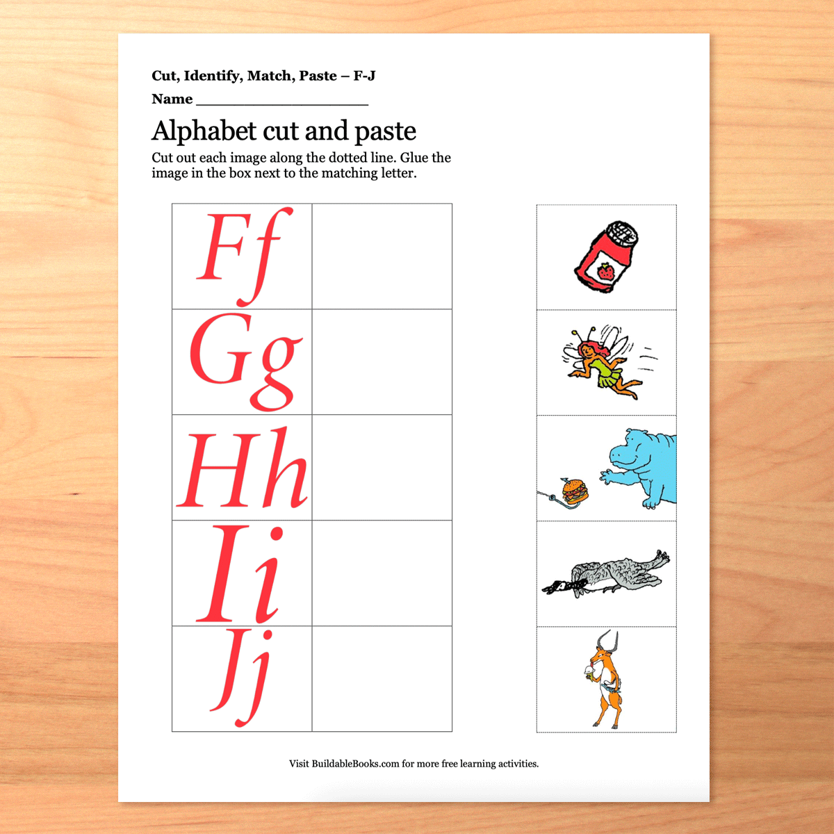 Cut, Match, & Paste ABC Pictures Activity – Printable Letter Recognition Practice