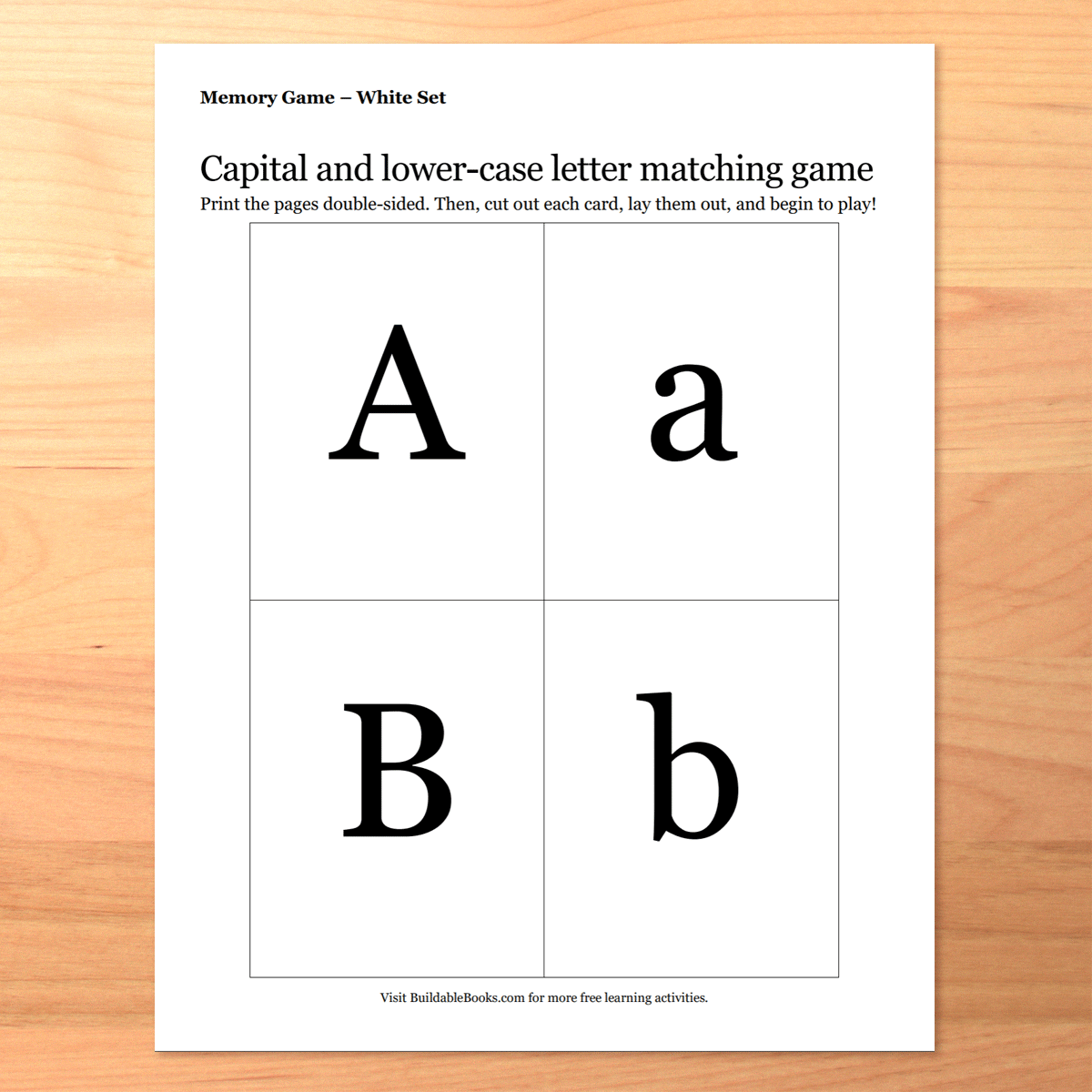 Printable Letter Case Matching Memory Game