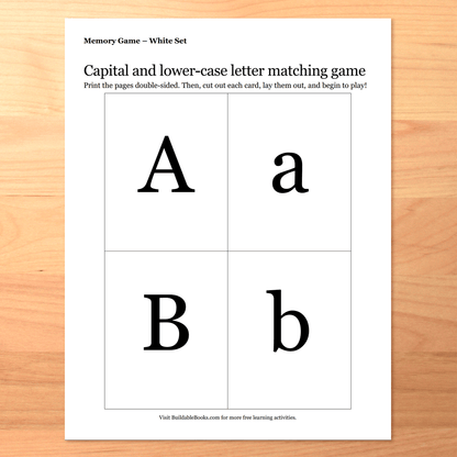 Printable Letter Case Matching Memory Game