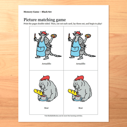 Printable Image Matching Memory Game