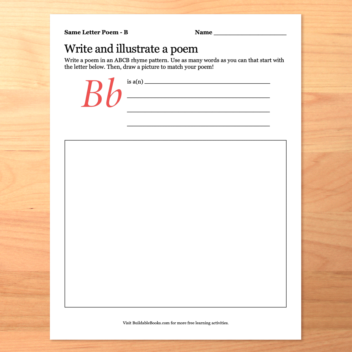 Same Letter Poem Activity – Printable A–Z Poetry & Art Project